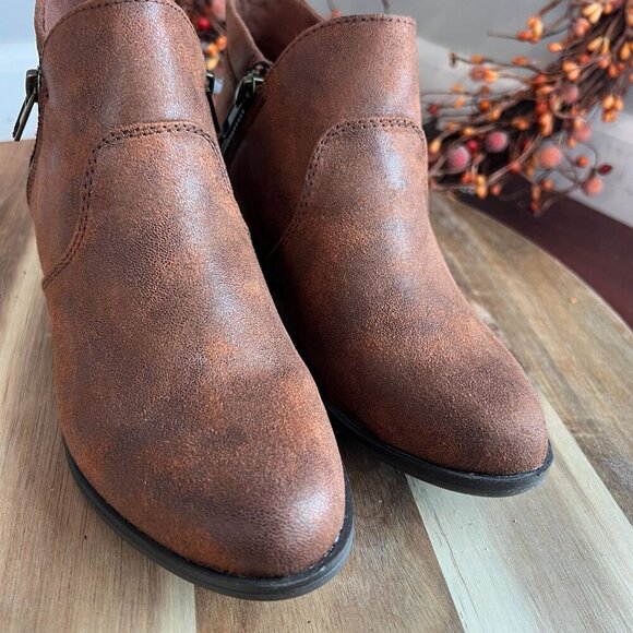 Sun + Stone Women's Adelinee Double Zip Ankle Booties Sz 5M in Chocolate Brown - Picture 5 of 10